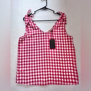 NWT Jane‎ Delancey Red Checked Gingham Tank Top SZ M